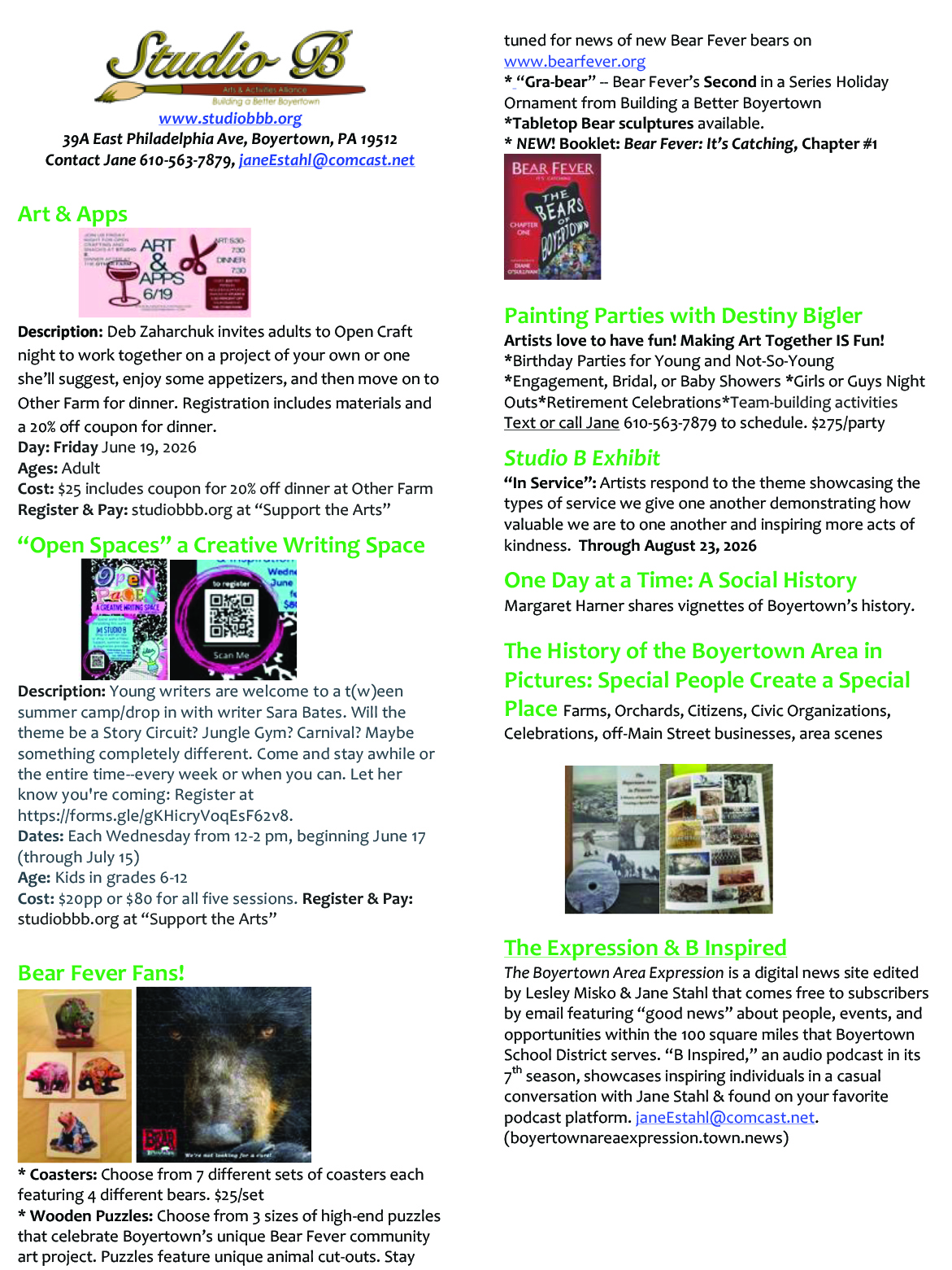 Activities and Classes Summer 2026 -1