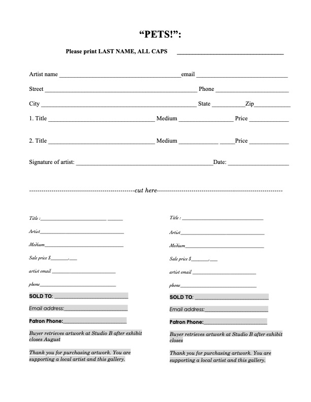 PETS!- Call to Artists, page 2